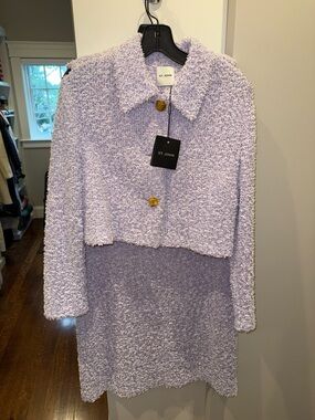 NWT: St. John Lavender Bouclé Jacket and Dress Set size 10